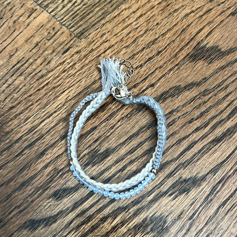 Blue Beaded And Braided Bracelet